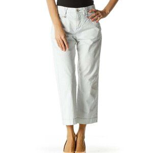 idra White Striped Cropped Pant